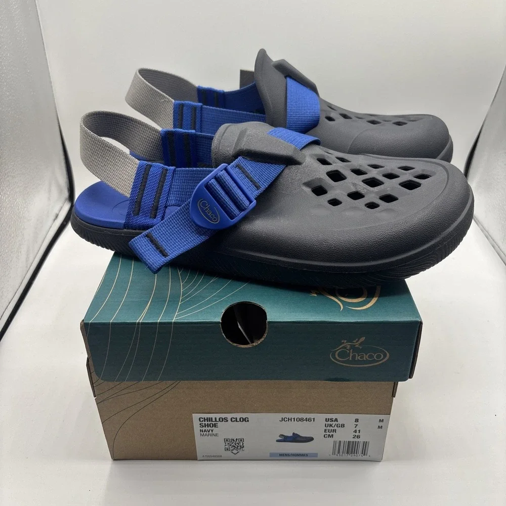 Chaco Chillos Clogs Navy Men's Size‎ 8 Slip-On Comfort Foam Sandals New *READ*